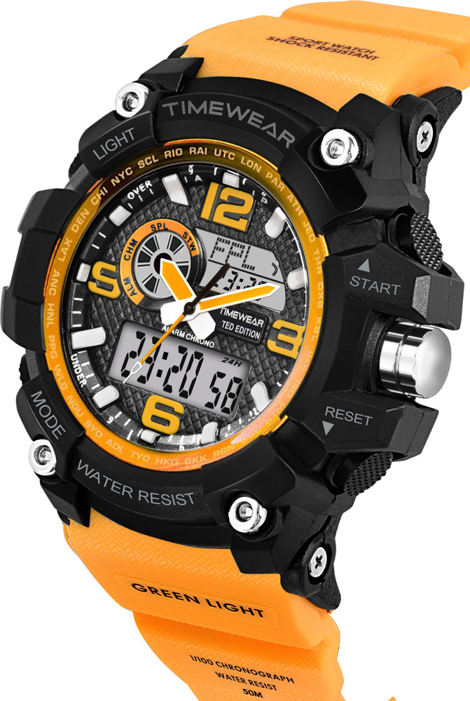 TIMEWEAR 1283 ORANGE Black Dial Orange Silicone Strap Sports Analog Digital Watch For Men Buy TIMEWEAR 1283 ORANGE Black Dial Orange Silicone Strap Sports Analog Digital Watch For Men 1283 ORANGE