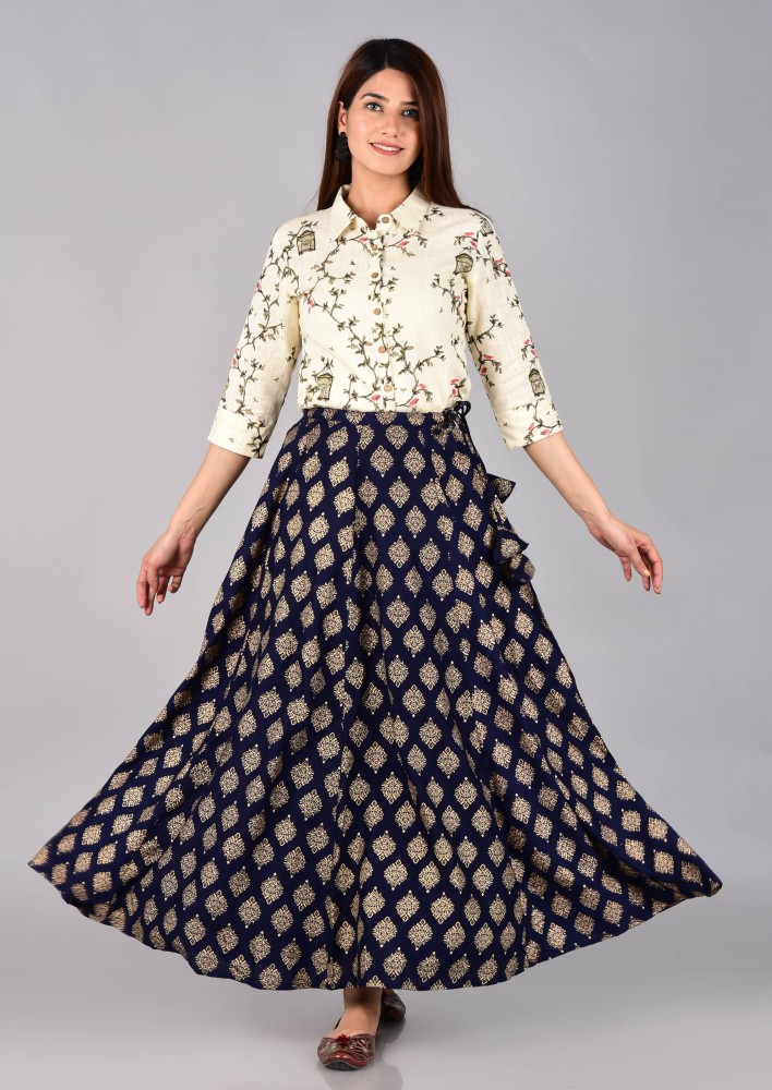 Crop top and outlet long skirt flipkart