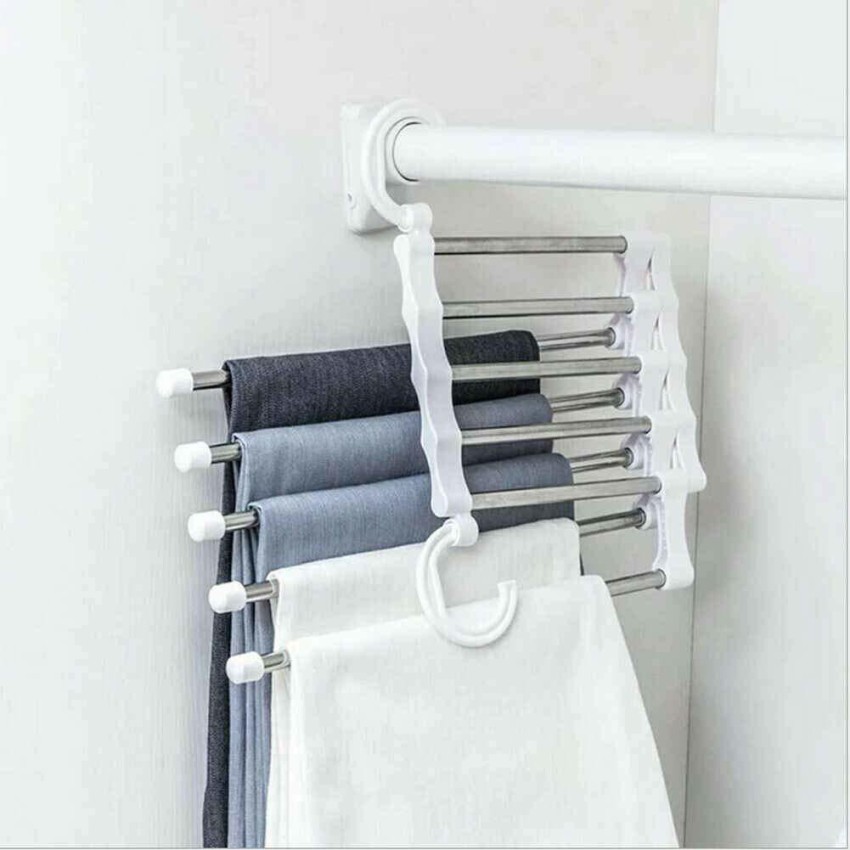 Deyuer 3Pcs Pants Hangers Mental Hanger Non-slip Thickened Z-shaped  Open-Ended Coat Bra Hanger Household Products,Grey 