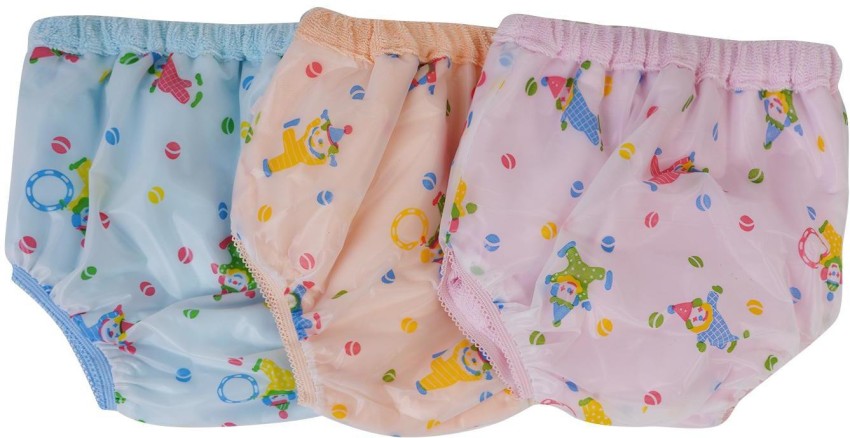 Baby Hashtag PVC Baby Plastic Toweling Reusable, Washable Diaper/Nappy  Pants (Multi Colors) (Pack of 3)