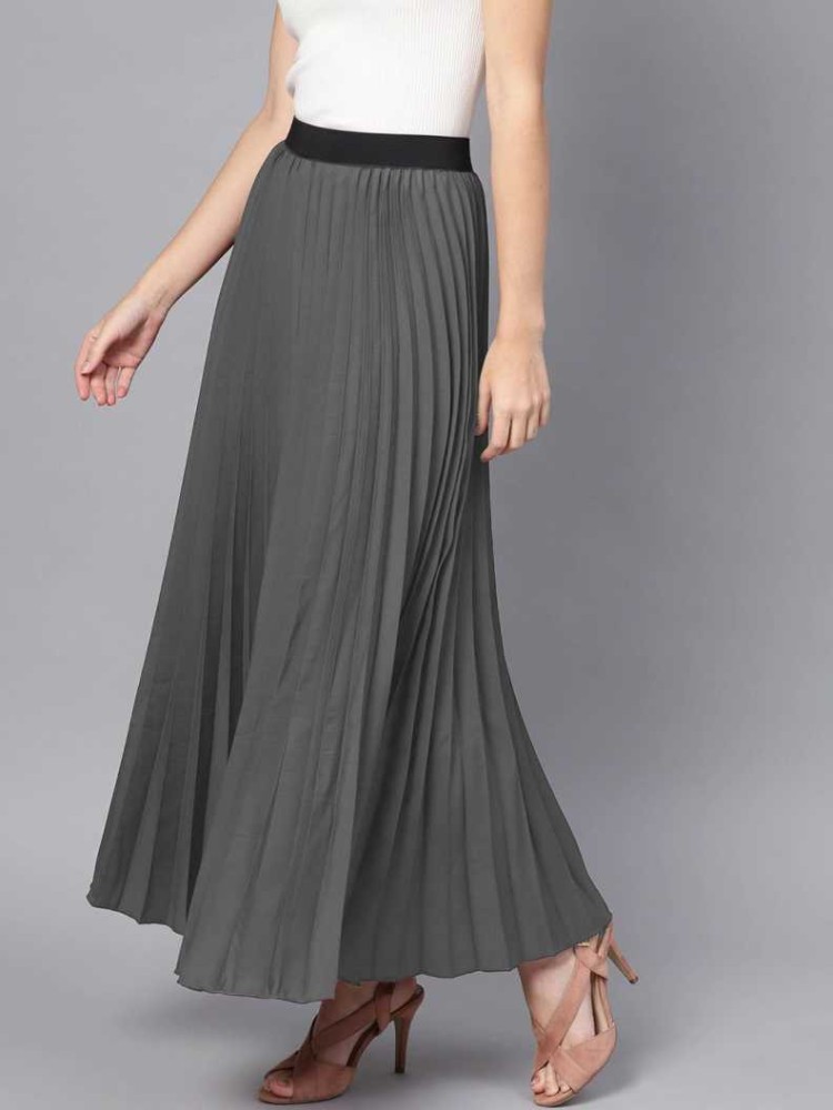 ROYAL TAYLOR Solid Women Pleated Grey Skirt Buy ROYAL TAYLOR Solid Women Pleated Grey Skirt Online at Best Prices in India Flipkart