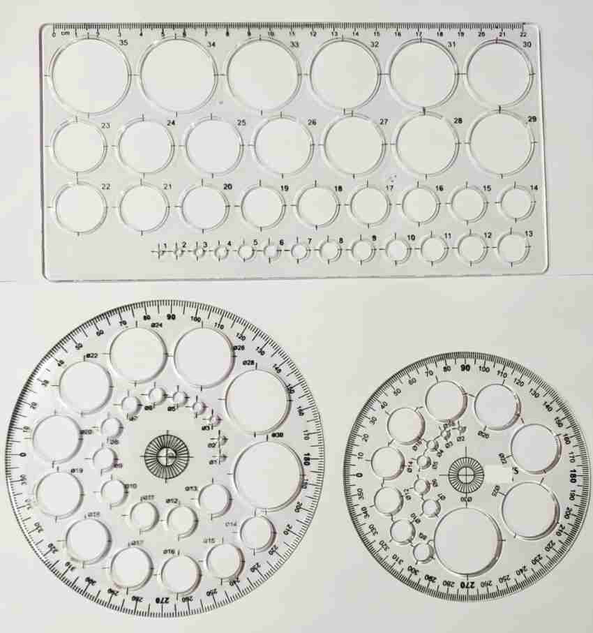 First Click Shapes Stencil Ruler Size 24 X9.8 cm & Circle  Master 35 Circles Size23.5 X11.5cm Ruler 