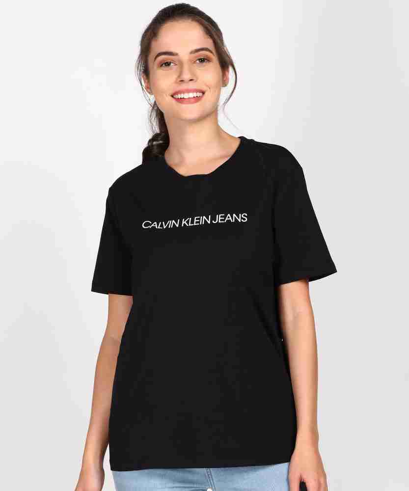 Calvin klein black logo t shirt clearance