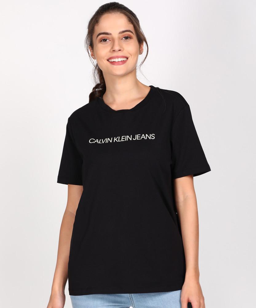 Calvin Klein Jeans Solid Women Round Neck Black T Shirt Buy Calvin Klein Jeans Solid Women Round Neck Black T Shirt Online at Best Prices in India Flipkart