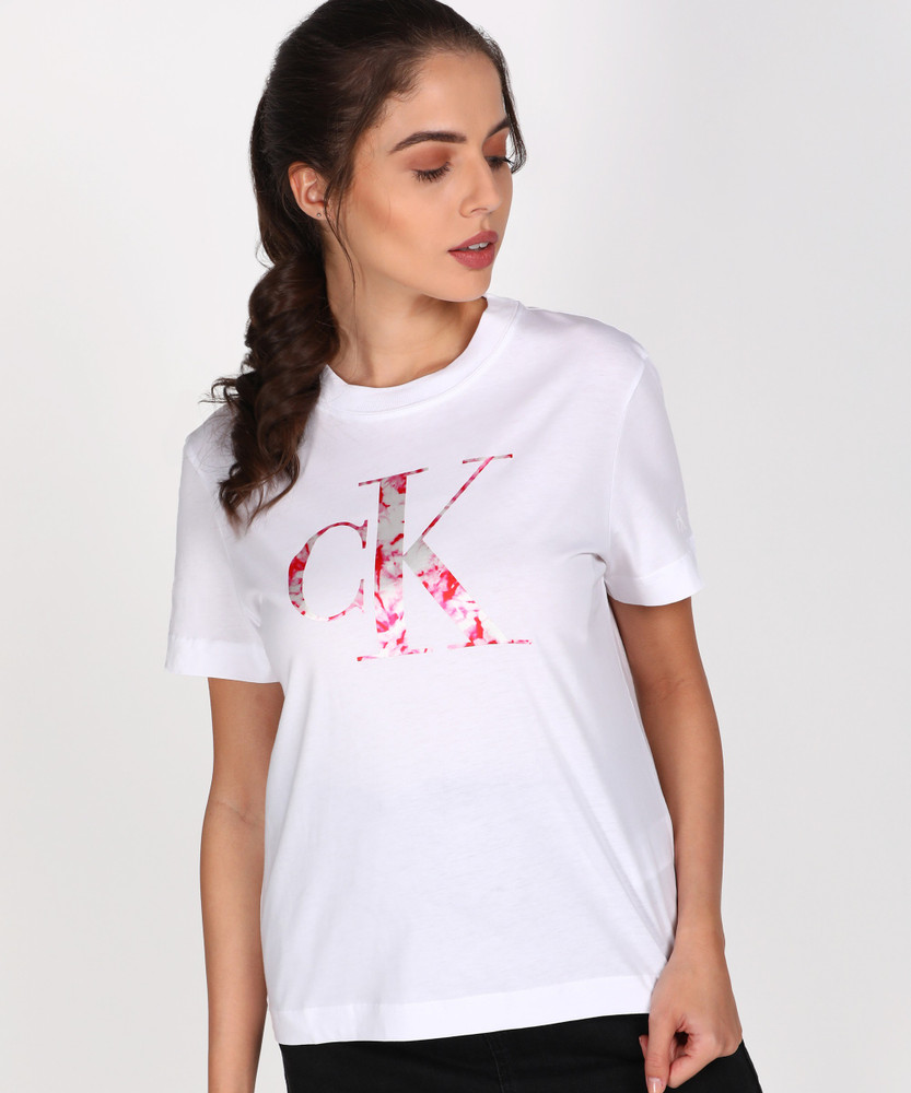 Calvin Klein Jeans Printed Women Round Neck White T Shirt Buy Calvin Klein Jeans Printed Women Round Neck White T Shirt Online at Best Prices in India Flipkart