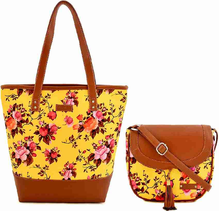 Flipkart Lychee Bags Combo of Canvas Floral Printed Tote and Sling Bags Shoulder Bag Shoulder Bag