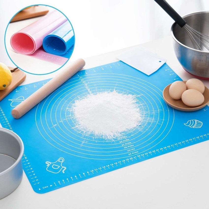 Reusable Non-Stick Silicon Roti Mat Pastry Fondant Dough Roti Chapati  Rolling Baking Sheet Mat With Measurements 30 x 40 cm (Multicolor)