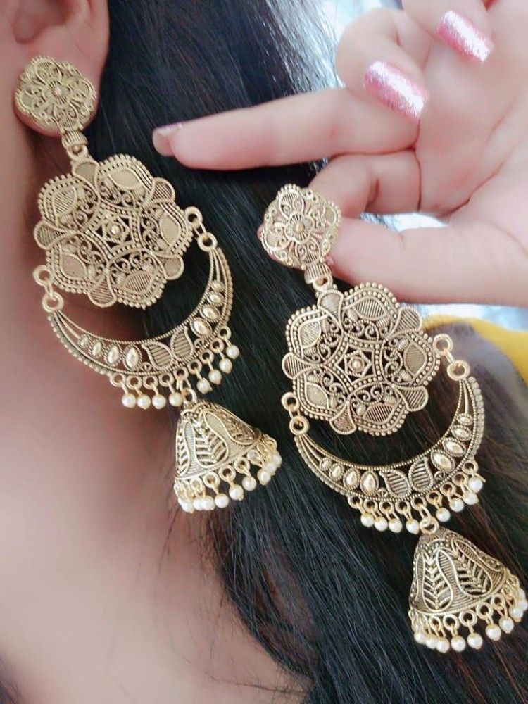 Gold earrings sales party wear