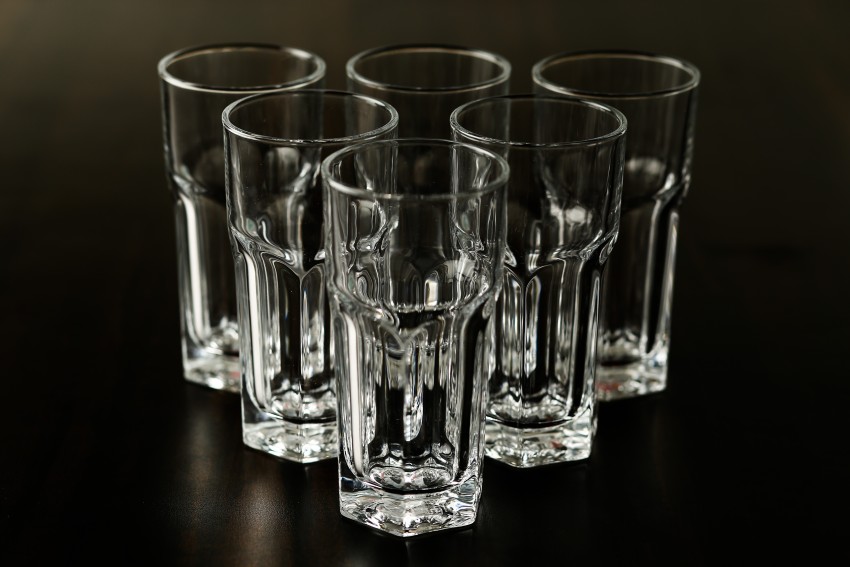 vetreo (Pack of 6) LONG Juice Water Glasses for Welcome Drink , Set of 6 ,  280 MLcrystal Whiskey Wine, Water Cocktail Glasses Set of 6, 280 ML Unique  Bourbon Glass, Glass