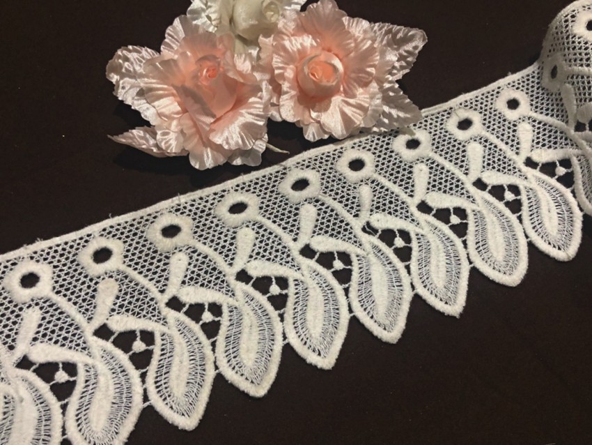 ORIENT LACE CRAFT Cotton Lace and Border Material for Suits, Saree &  Dupatta (White, Size 10 cm, Qty 5 Meter)