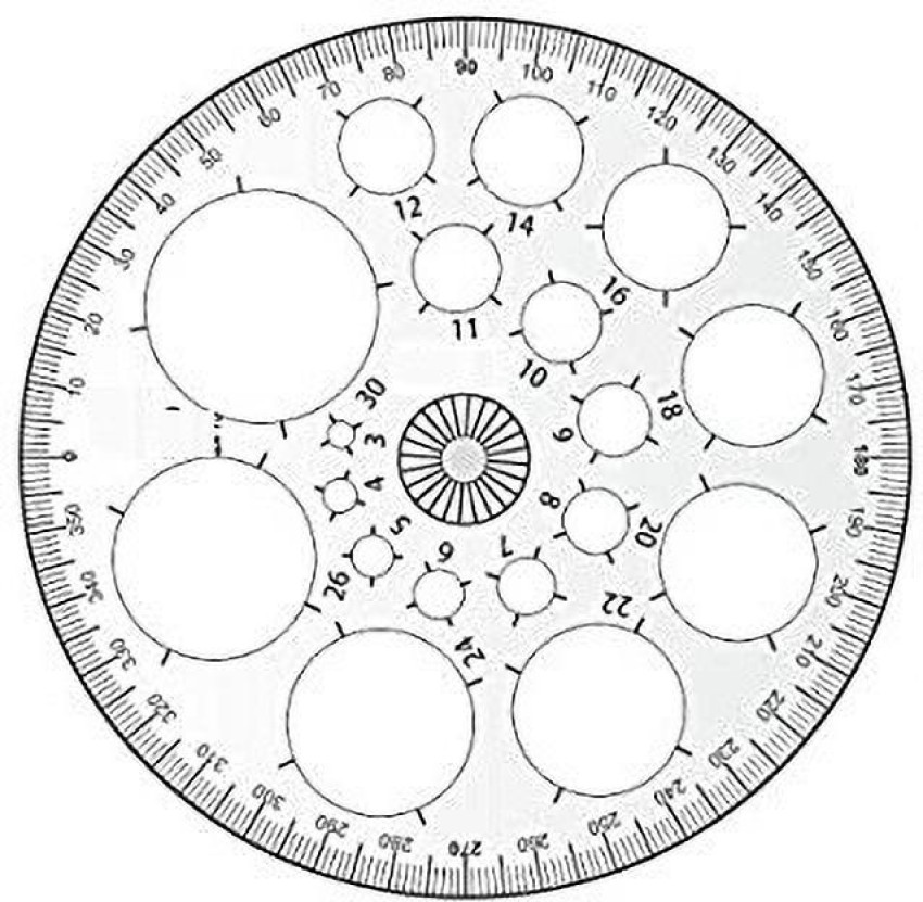 First Click Circle Stencil 35,25,16 circles Set of 3 Ruler 