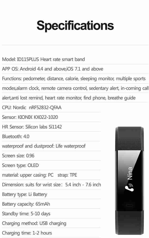 Id115 plus best sale hr bands