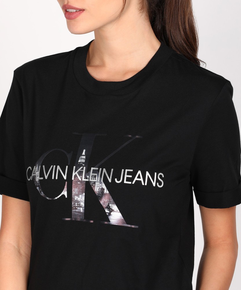 Calvin Klein Jeans Black Printed Slim Fit Round Neck T Shirt 7489638.htm -  Buy Calvin Klein Jeans Black Printed Slim Fit Round Neck T Shirt  7489638.htm online in India