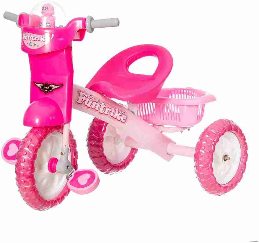 Fun Ride Dash Funtrike Deluxe Tricycle with Music Light and Back Storage Basket for Boy and Girl Pink Tricycle Price in India Buy Fun Ride Dash Funtrike Deluxe Tricycle with Music Light and Back Stora...