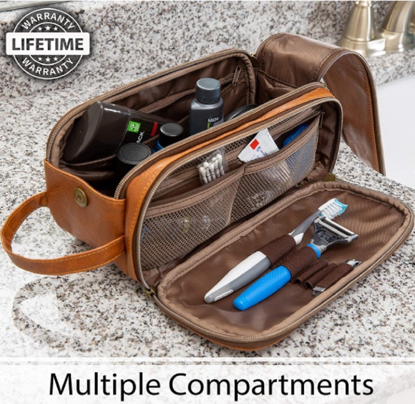 Leather Extra Large Toiletry Bag For Men or Women