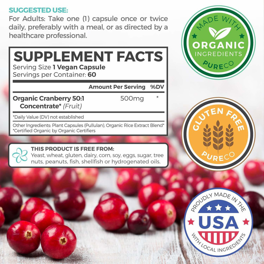 PURE CO Organic Cranberry Concentrate 25 000 mg 60 Vegan Capsules Price in India Buy PURE CO Organic Cranberry Concentrate 25 000 mg 60 Vegan Capsules online at Flipkart