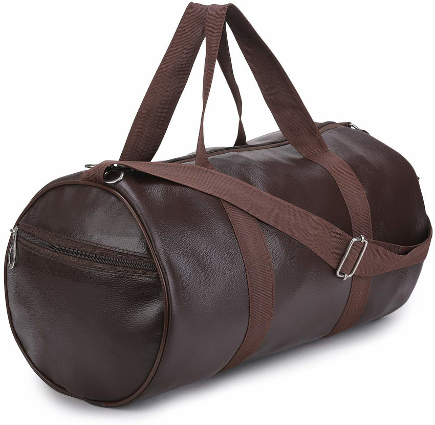 Branded leather duffle best sale bag