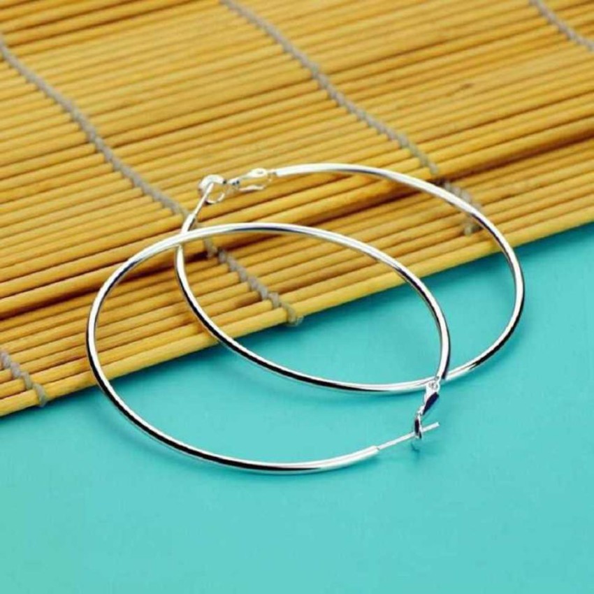  Buy Alphabettm 6.5 cm, Silver Big Hoop / Loop Earring for  Girls and Women, Large Circle Earrings Alloy Hoop / Loop Earring Alloy Hoop  Earring Online at Best Prices in India