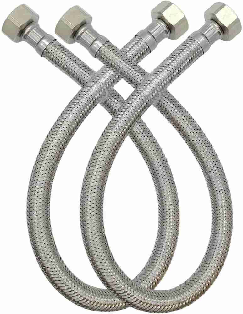 AO Smith 332936-001 Hose Pipe Braided 1/2 BSPX1.5FT SS304 Stainless Steel  Connection Pipe for Wash Basin, Kitchen Sink, Geyser - 18 Inch (2 Peace  Set, Pack of 1) Hose Pipe Price in