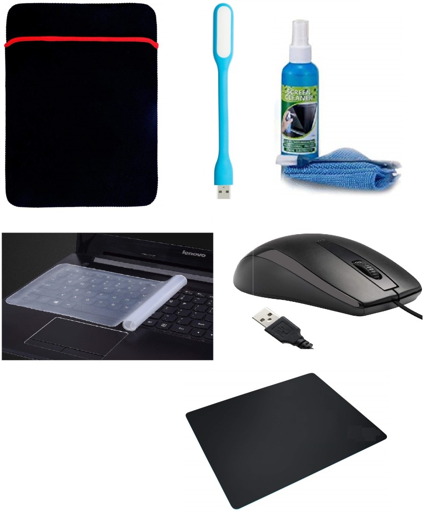 XBOLT 14 Inch Sleeve, Keyguard, USB Light, Wired Mouse And Mouse Pad  Accessories Combo For Laptop With Cleaning Kit. Combo Set Price in India -  Buy XBOLT 14 Inch Sleeve, Keyguard, USB