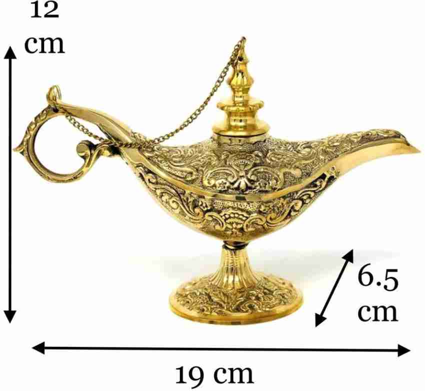 3 Decorative Genie Oil Lamp Brass Hand Crafted Aladdin Diya Home Decor  Gift Art