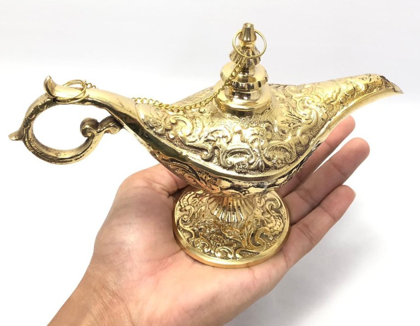 Amaizing Brass Black Copper Hand Made 6 Inch Aladdin Genie Lamp from I