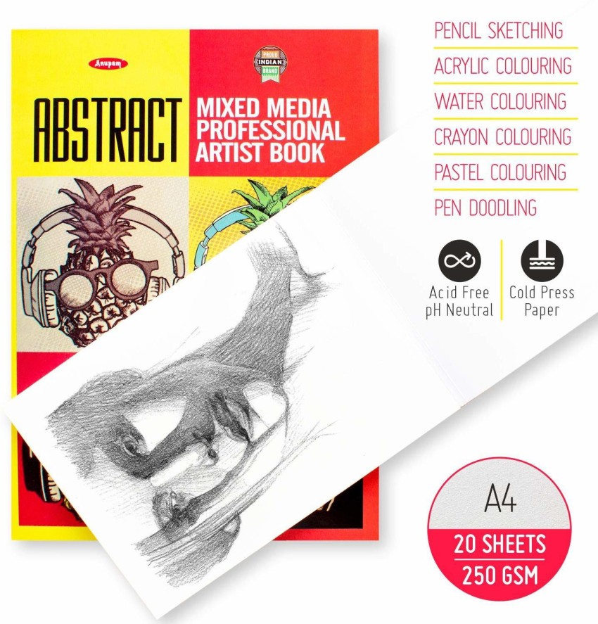 ANUPAM Professional Mixed Media Artist Book A4 (20 Sheet 250 GSM) Sketch  Pad Price in India - Buy ANUPAM Professional Mixed Media Artist Book A4 (20  Sheet 250 GSM) Sketch Pad online at