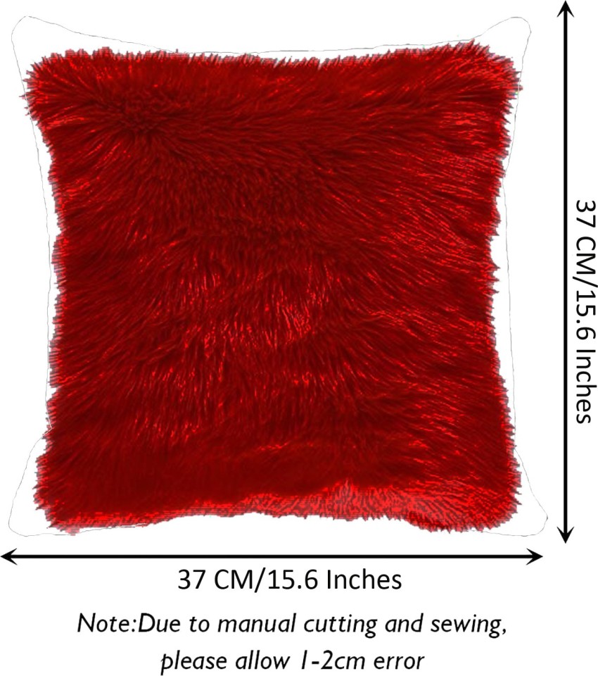 PICKKART Red Fur Square Shape Cushion Pillows Valentine Day Love Pillow for Gifts Quality Hollow Fibber Filler Medium Sized Ultra Soft Pillows 37 cm Red Fur Square Shape Cushion Pillows