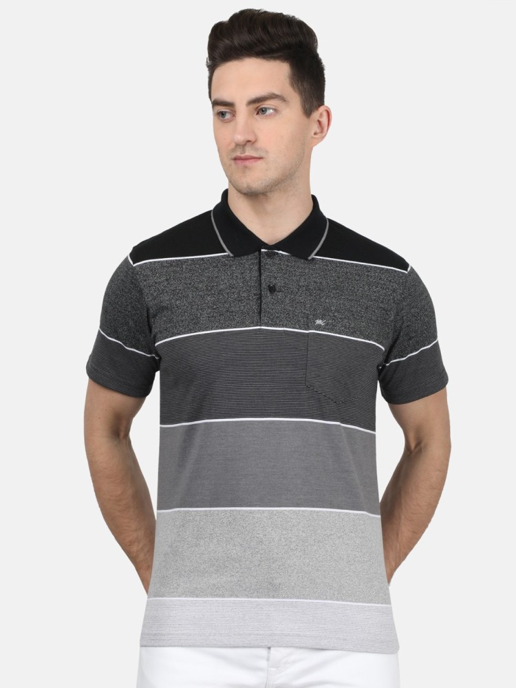 MONTE CARLO Striped Men Polo Neck Black T Shirt Buy MONTE CARLO