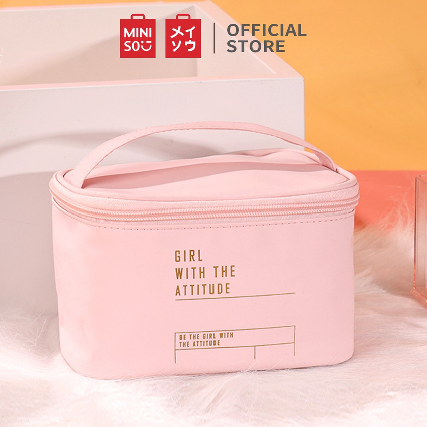 MINISO Multifunctional Extra Large Cosmetic Bag with Hook for Travel Cosmetic Pouch Household Grooming Kit Makeup Bag For Women Pink Makeup Vanity Box Price in India Buy MINISO Multifunctional Extra L...