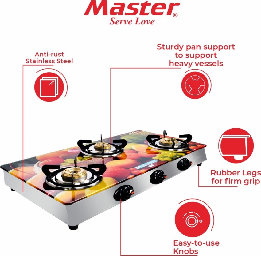 Three Burner Glass Top Stoves - Glass Cook Top Pearl Digital Gas Stove SU-3B-355  Manufacturer from New Delhi