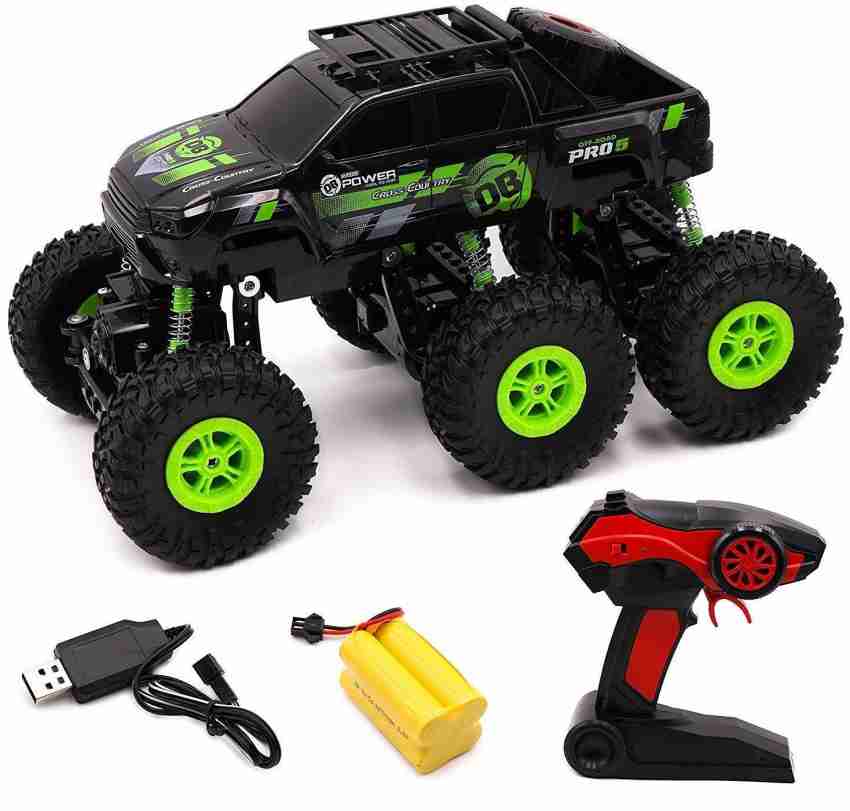 LAKSH FASHION 6 Wheel Rock Crawler Remote Control Car High Speed Monster Truck Rechargeable 2.4GHZ 4WD RC Toys for 5 Years Old Kids Boys Multicolor 6 Wheel Rock Crawler Remote Control