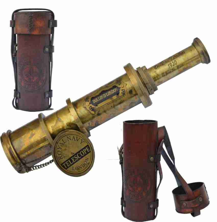 Solid Brass and Leather-Sheathed Handheld Spyglass Telescopes