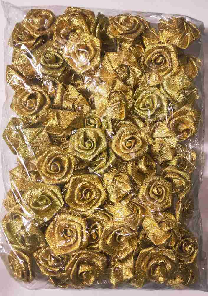 CRAFTCORNER Tissue Ribbon Flower 4cm For Jewelry & Dress Decoration Gold  Rose Artificial Flower Price in India - Buy CRAFTCORNER Tissue Ribbon Flower  4cm For Jewelry & Dress Decoration Gold Rose Artificial