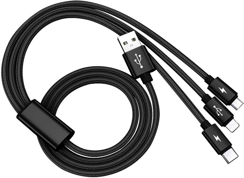 3-in-1 Nylon braided USB Charging Cable - 1.2metres