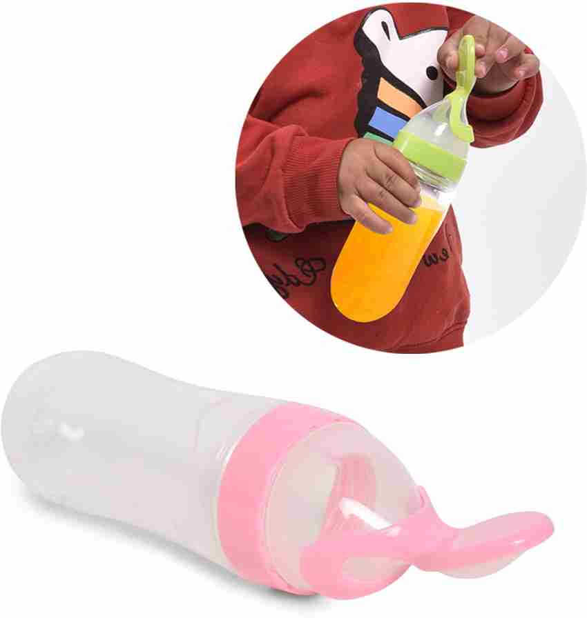 90ml Silicone Feeding Bottle with Spoon for Infant Baby Newborn