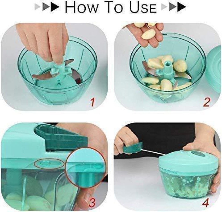  GRECY ABS Plastic Handy Chopper for Kitchen, Vegetable Chopper  900 ML (5 Steel Blade Chopper, 900 ML, Multi Color): Home & Kitchen