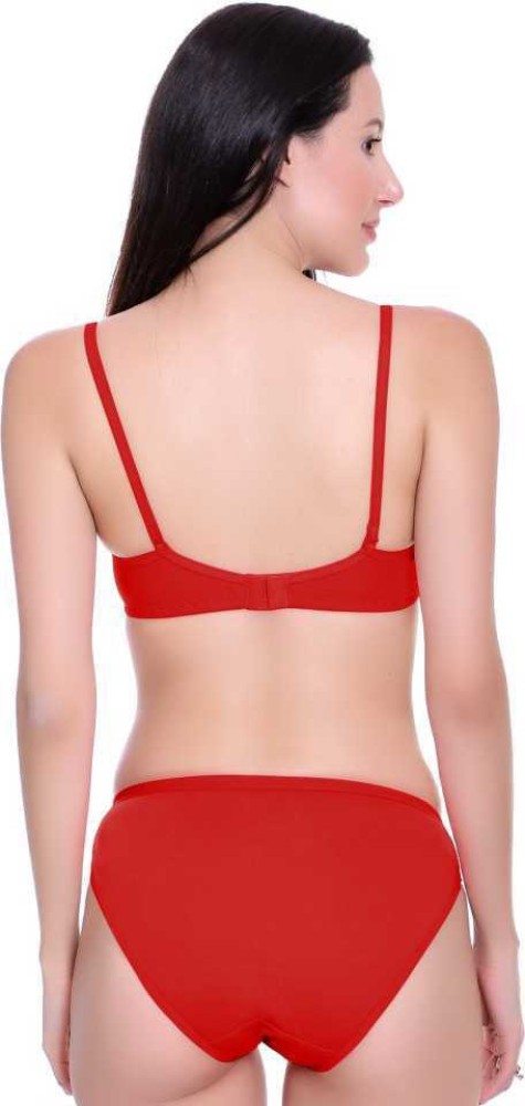 SELETA -Women's Bikini Set| Bra & Panty Set- Non Paded|Cotton Blend  Lingerie Sets for Women-(BLK-01)