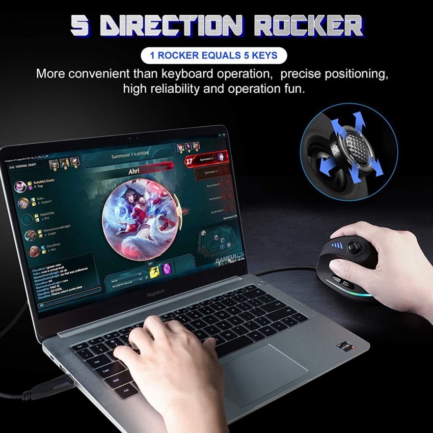 TRELC Gaming Mouse with 5 D Rocker, Ergonomic Mouse with 10000 DPI