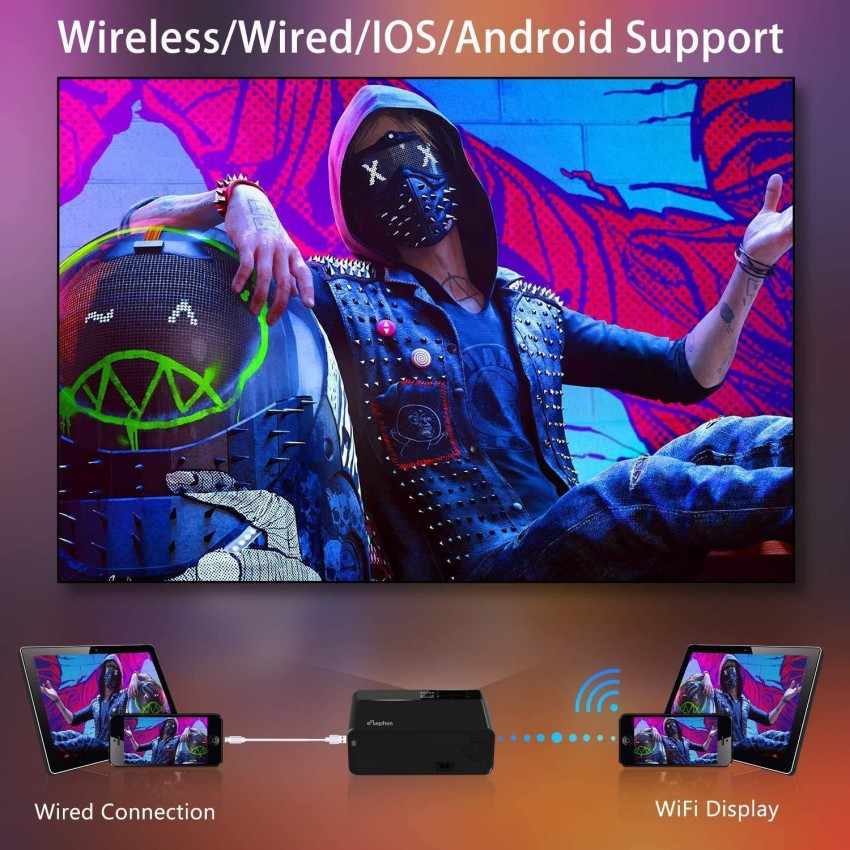 S90 DLP Android 9.0 1 Go + 8 Go 4K Mini projecteur intelligent WiFi, prise  UE (noir)