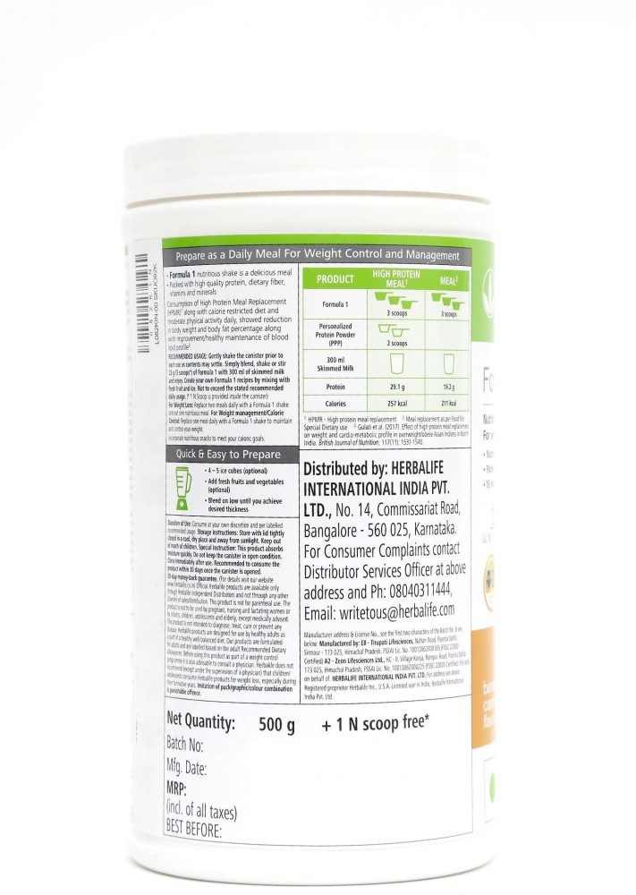 Herbalife Nutrition Formula 1 Nutritional Shake Mix - (Orange Cream, Kulfi)  500 Grams Each - Pack of 2 - Herbalife Shake - Herbalife Meal Replacement