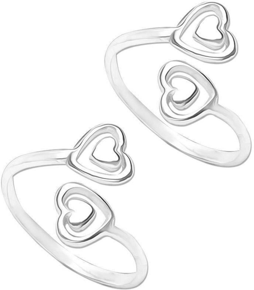 LeCalla 925 Sterling Silver Toe Rings Set of Cute Flower, Heart and Band  Ring Open Adjustable Toe Rings for Women Set of 3 Pcs