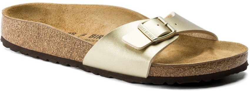 Gold birkenstock style online sandals