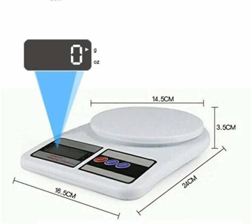 beatXP Kitchen Scale Multipurpose Portable Electronic Digital Weighing  Scale | Weight Machine With Back light LCD Display | White |10 kg | 2 Year