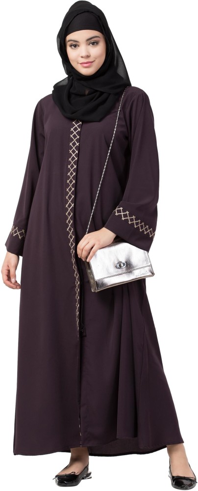 ZUZUU Women's Soft Firdous Fabric chiffon Abaya Burqa with Stone and Flower  Patch Work Farasha and Dupatta/Scarf (Brown, Free Size) : : Fashion