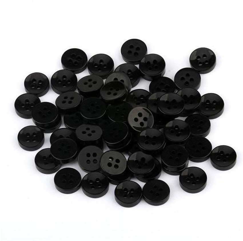 Crafts Haveli High Quality Resin Button for Shirt 4 holes Clothes 50 Buttons Black Plastic Buttons