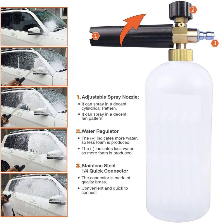 Car Wash Soap Foam Gun High Pressure Adjustable Snow Foam Lance Fan Type  Copper Foam Jet