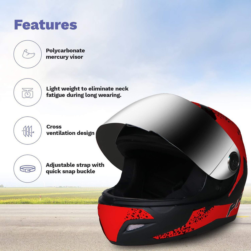 O2 Max Pro Full Face Helmet with Scratch Resistant Mercury Visor
