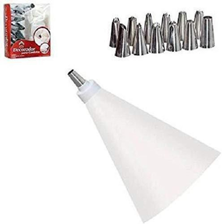 GSK Cut 12 Piece Cake Decorating Set Frosting Icing Piping Bag Tips with Steel Nozzles Reusable Washable Stainless Steel Speciality Icing Nozzle Price in India Buy GSK Cut 12 Piece