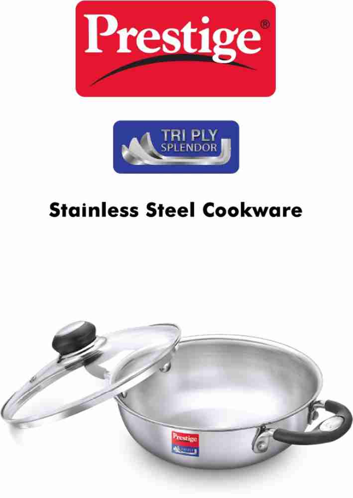 Hawkins Tri-Ply Stainless Steel Deep-Fry Pan with Glass Lid Silver (SSD15G) - 1.5 L